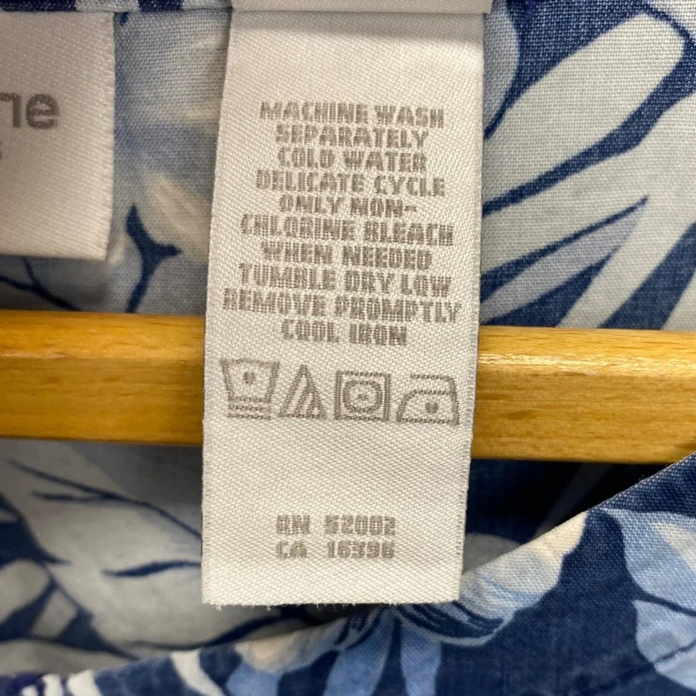 Liz Claiborne Lizwear Jeans Tropical Floral Top Womens Large Blue Tencel VTG Y2K